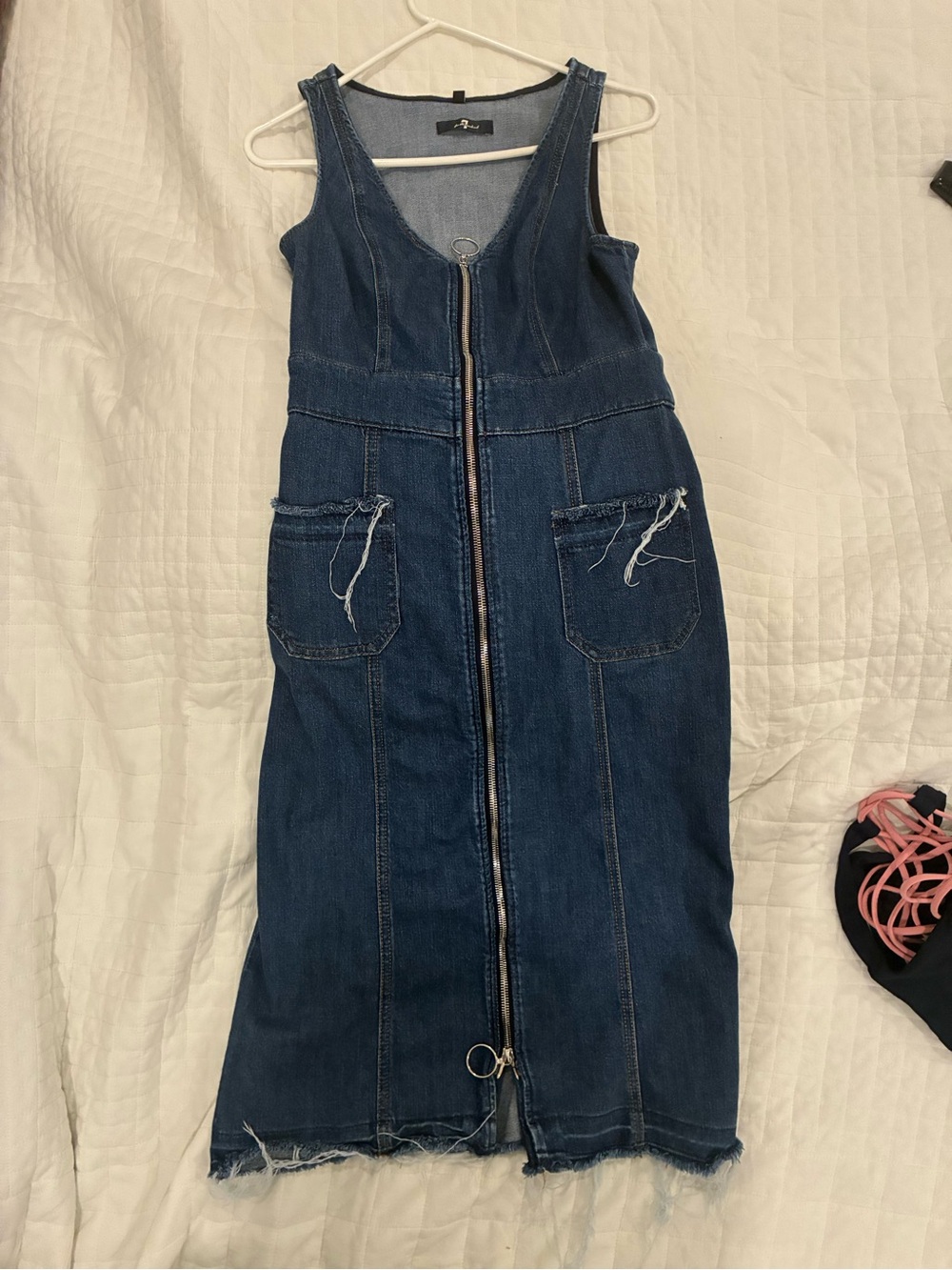7 For All Mankind Dark Blue Denim Maxi Dress Overall
